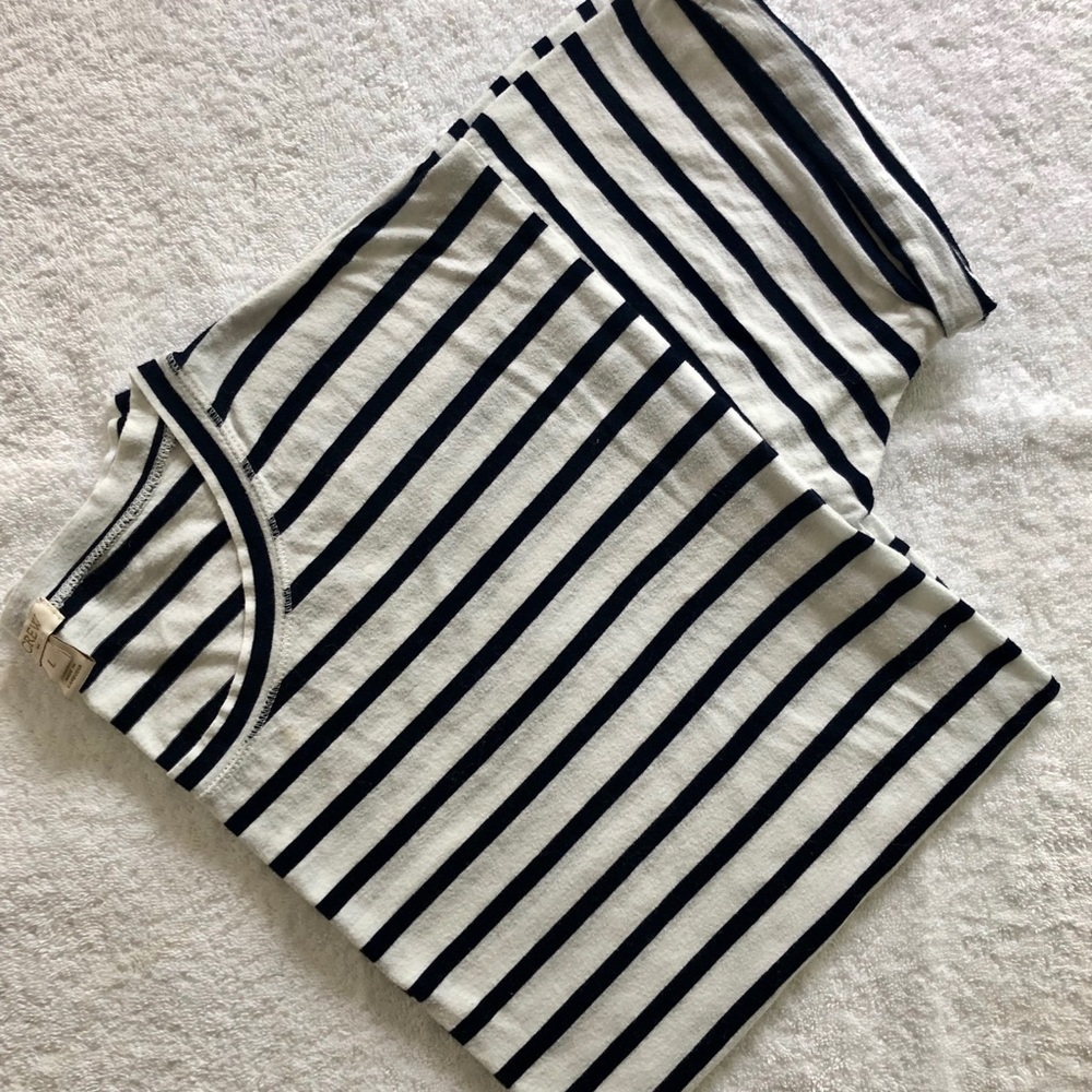 J Crew Cotton Nautical Stripe Split Hem Top